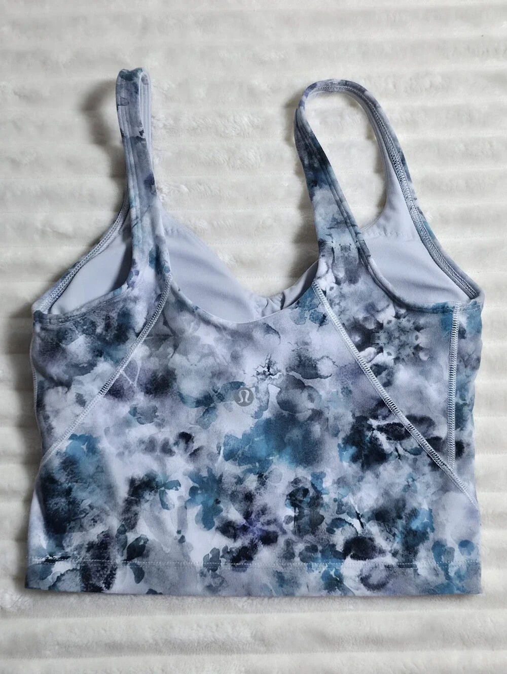 Lululemon Floral Watercolor Print Crop Top Size 2, Blue, Green, Gray, Align Tank